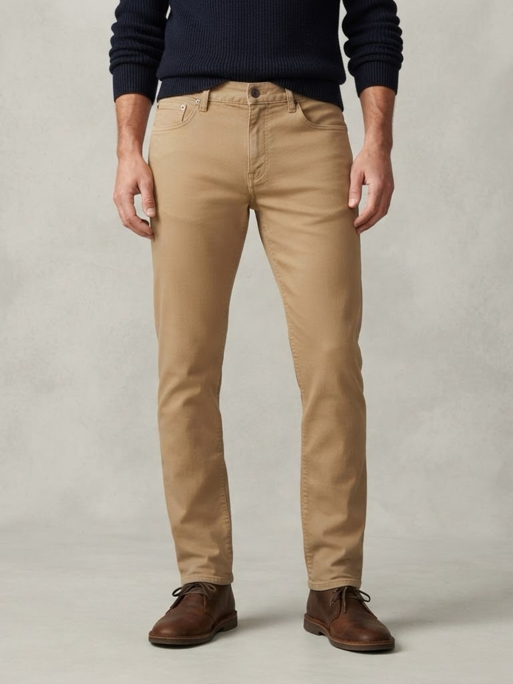 Quince Men's Pants 34x32 Khaki Tan Cotton Spandex Casual 5 Pocket Stretch